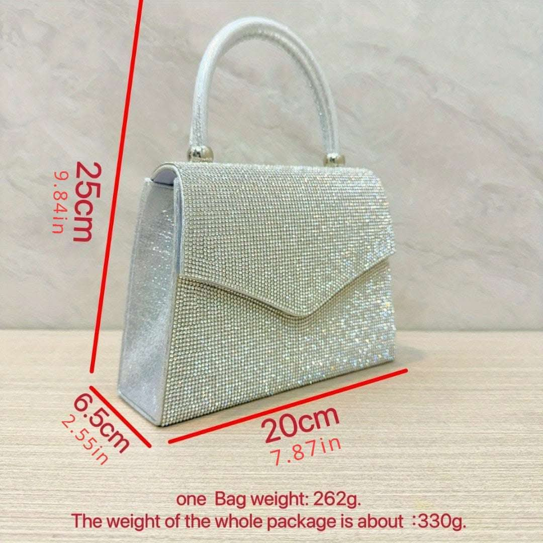 Evening Bag Clutch Purses for Women, Rhinestone silver