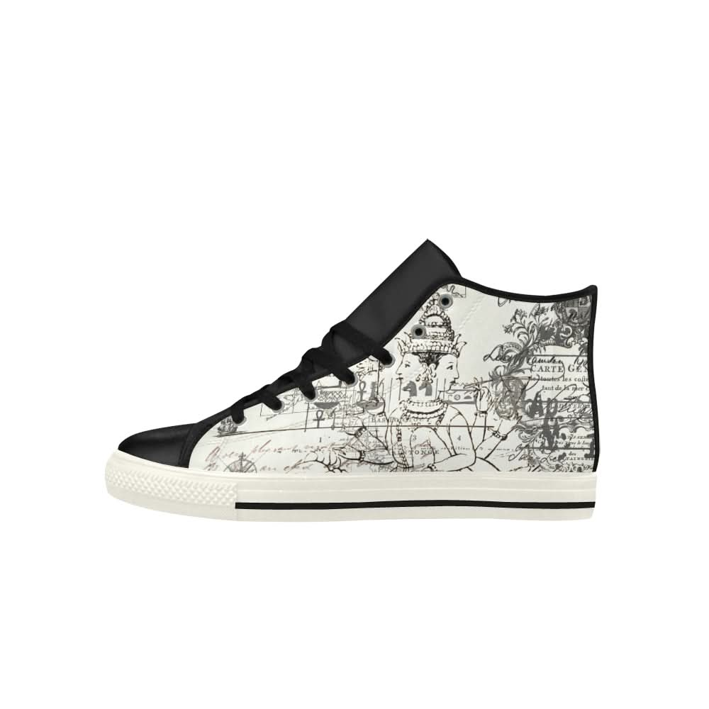 MAP AND SOME ILLUSTRATIONS High Top Action Leather Men's Shoes