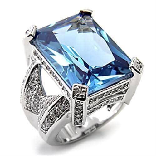 7X315 - Rhodium 925 Sterling Silver Ring with AAA Grade CZ Spinel in L Jewelry & Watches Turquoise Tiger 