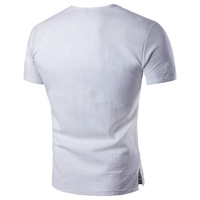 Sale Solid Casual No Summer Linen Short Sleeve T-shirt