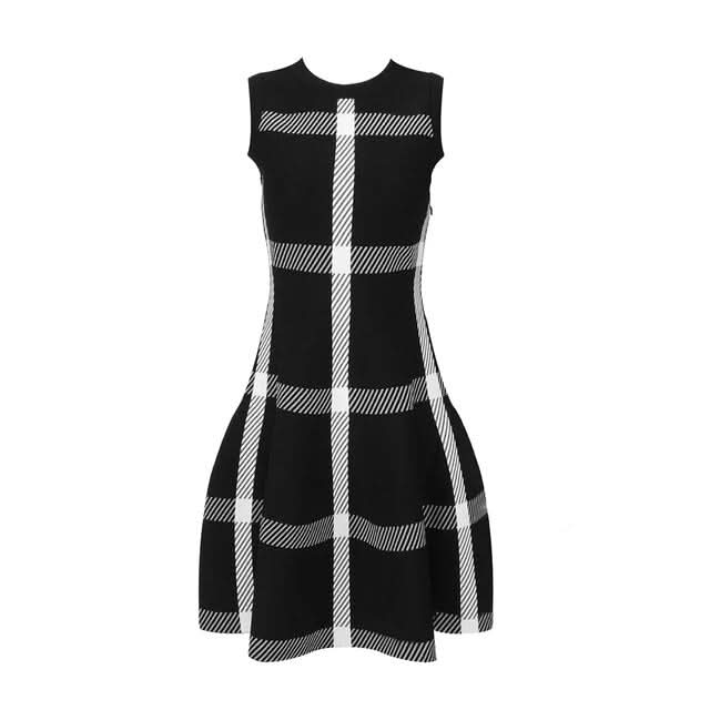 Woman Fashion Stripe Pattern Mini Dress