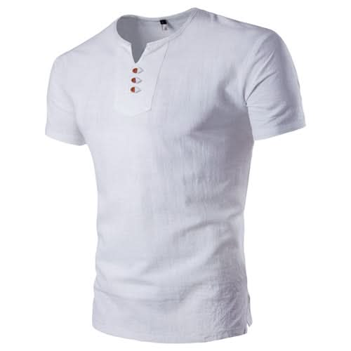 Sale Solid Casual No Summer Linen Short Sleeve T-shirt