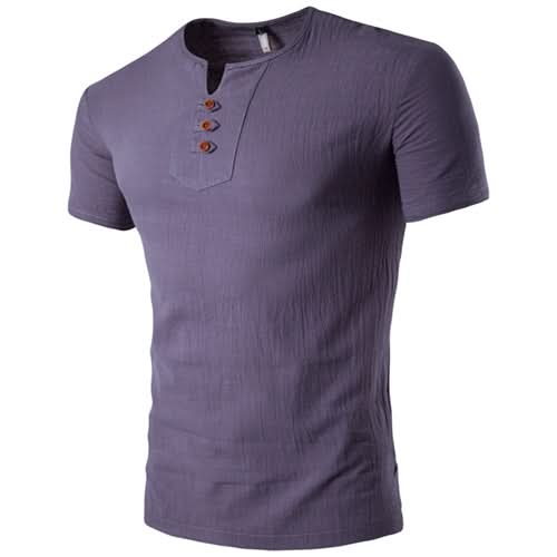 Sale Solid Casual No Summer Linen Short Sleeve T-shirt