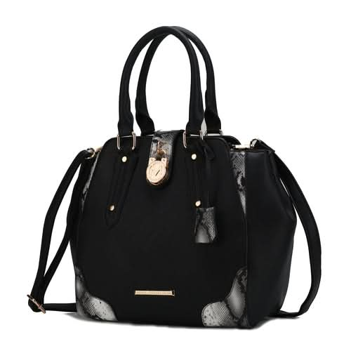 Lorena Snake embossed Vegan Leather Women Satchel Handbag