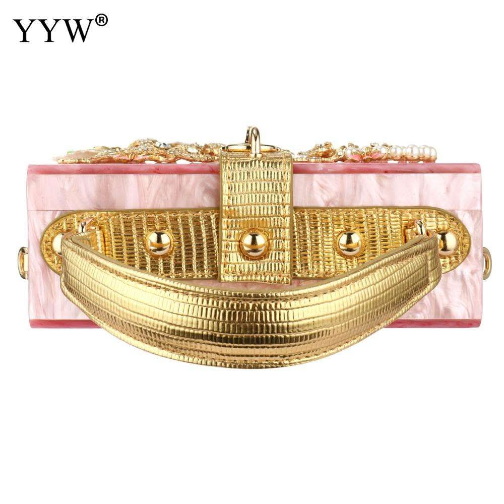 Acrylic Handbags Women 2022 Fashion Flower Shoulder Bags Evening Party