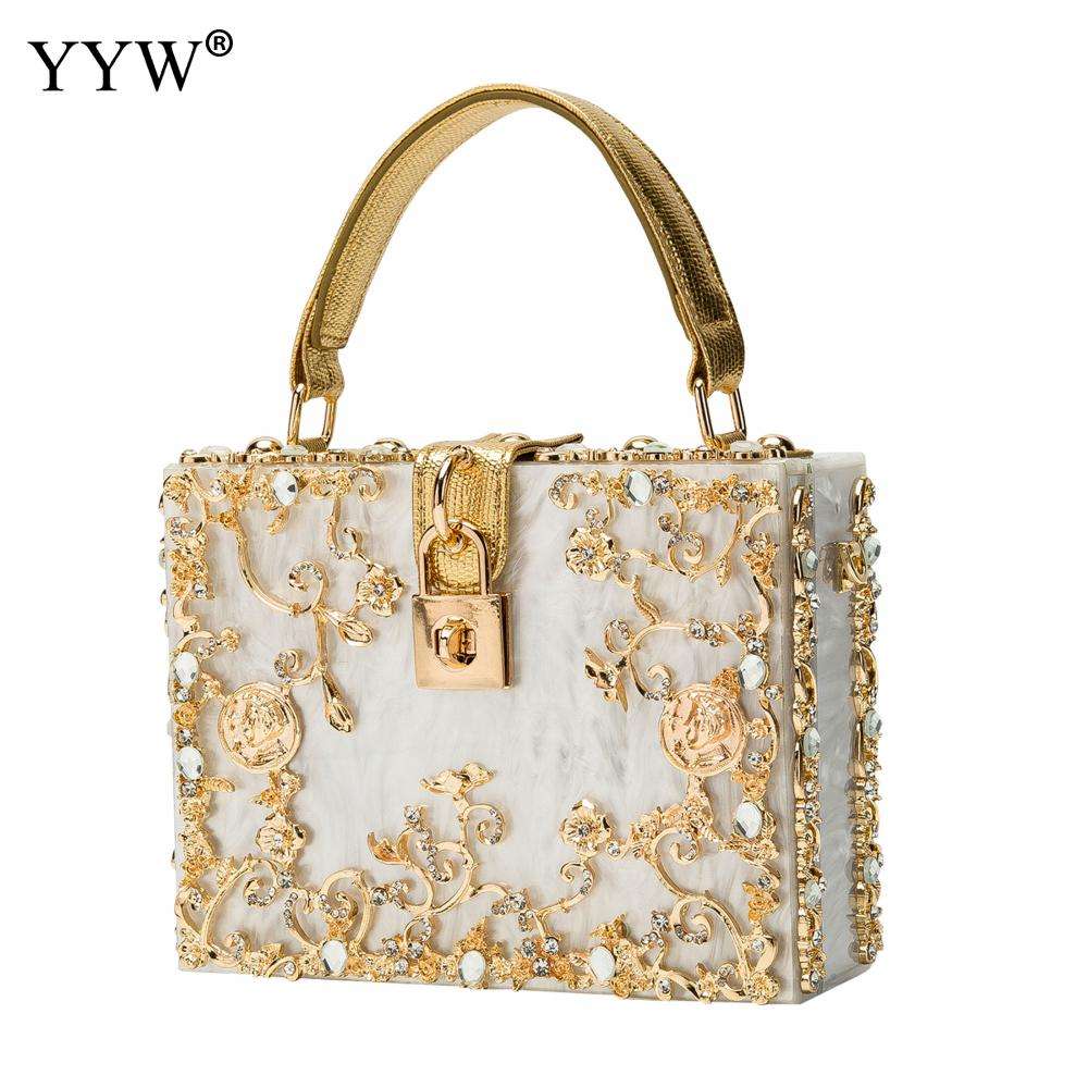 Acrylic Handbags Women 2022 Fashion Flower Shoulder Bags Evening Party