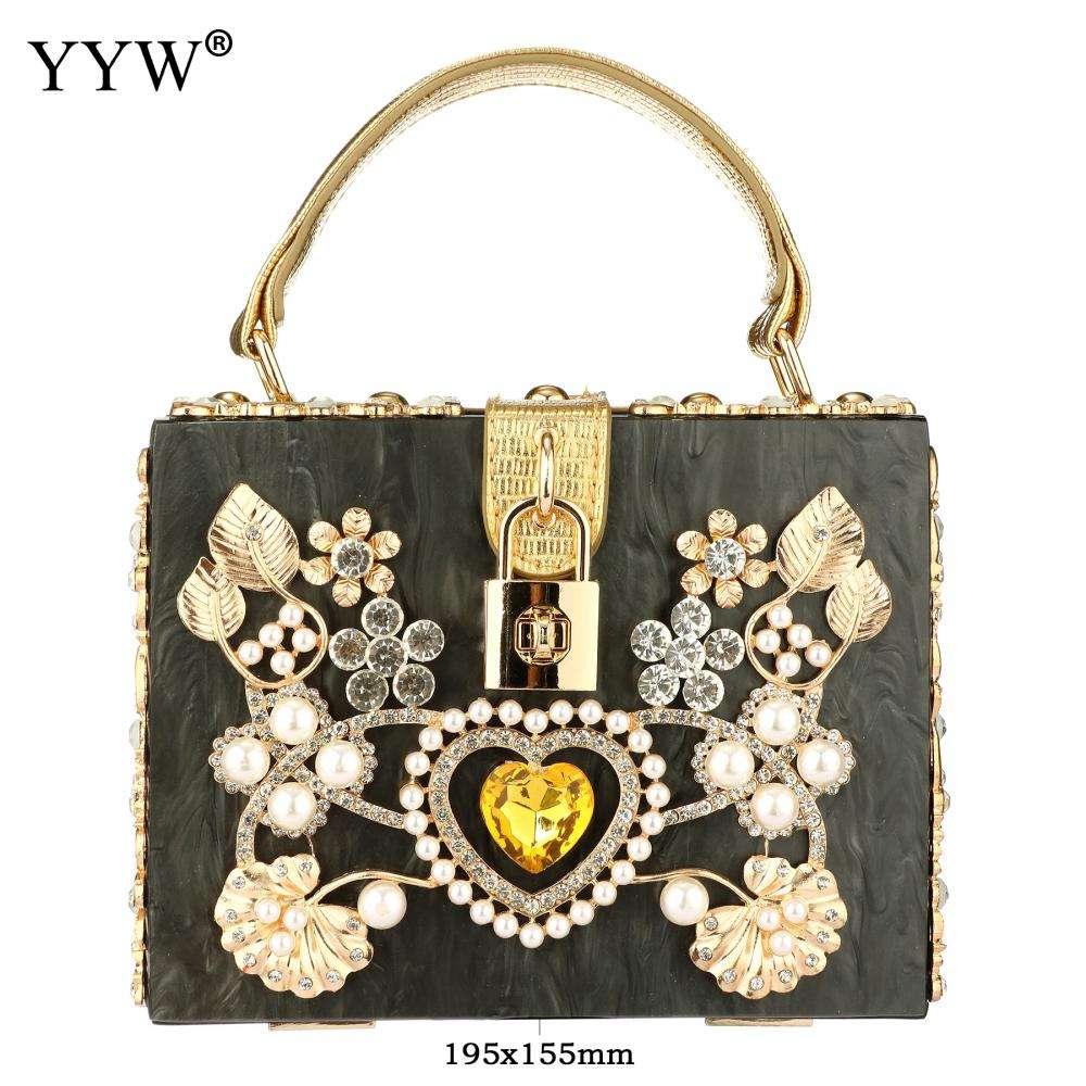 Acrylic Handbags Women 2022 Fashion Flower Shoulder Bags Evening Party