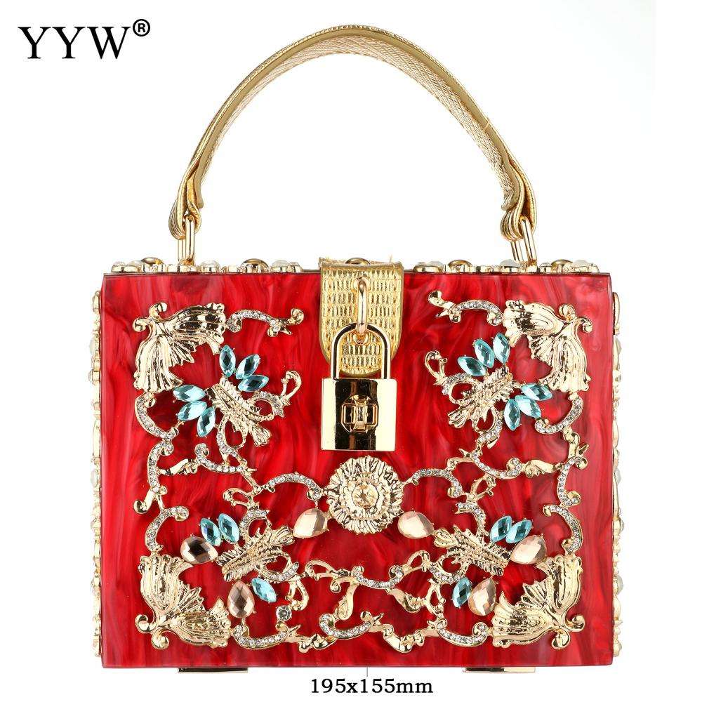 Acrylic Handbags Women 2022 Fashion Flower Shoulder Bags Evening Party