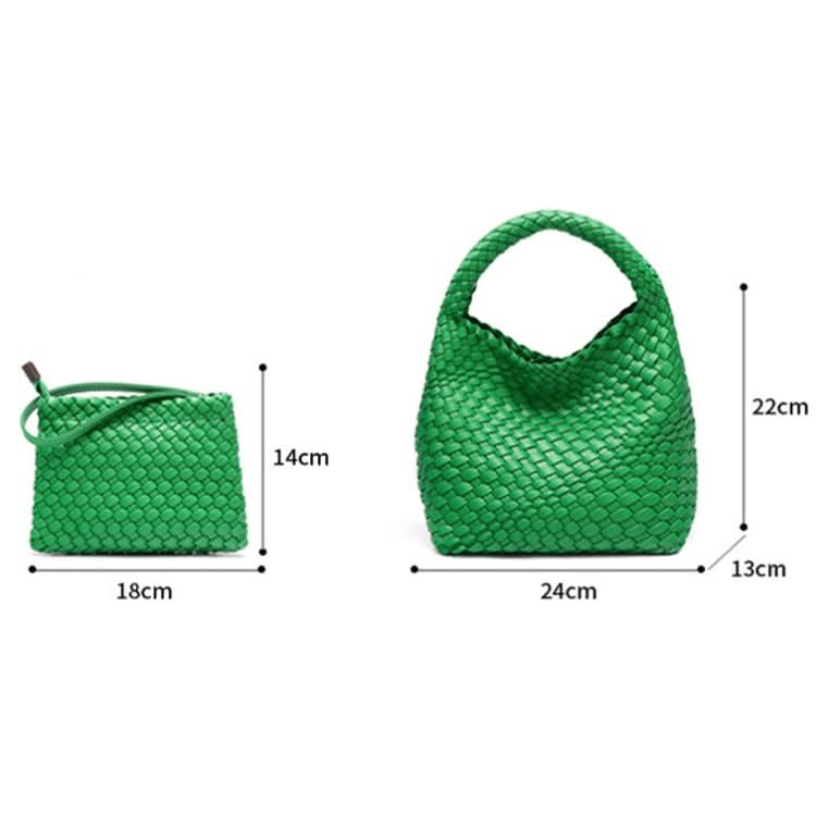 PU Leather Hand-woven Handbag 2 in 1