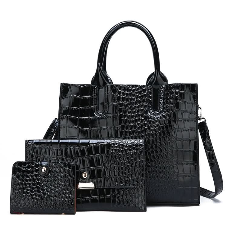 3-in-1 Women Handbag Simple Versatile Crocodile Pattern