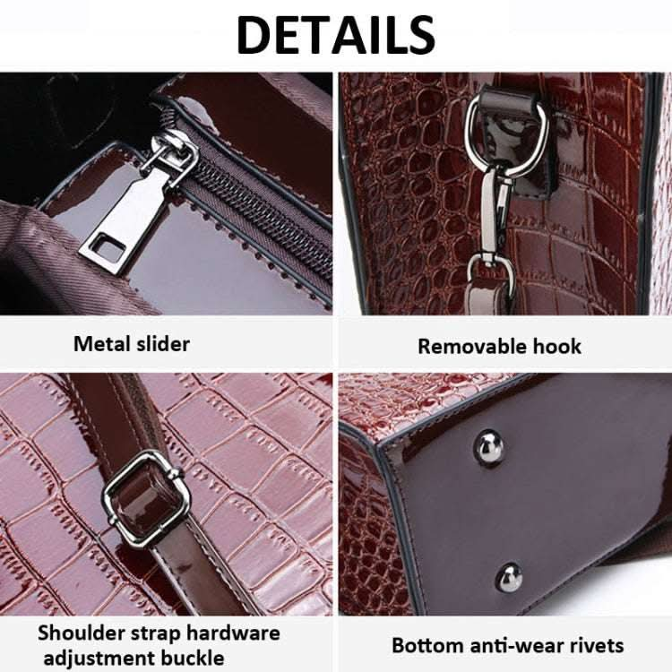 3-in-1 Women Handbag Simple Versatile Crocodile Pattern