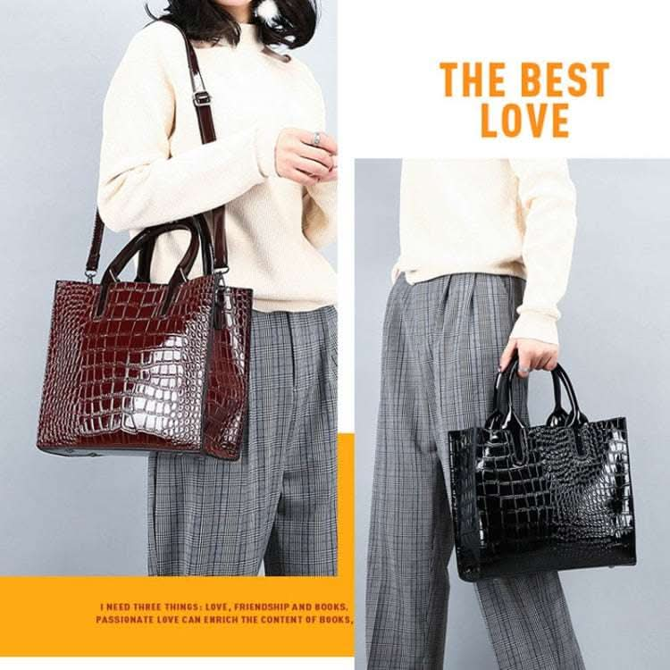 3-in-1 Women Handbag Simple Versatile Crocodile Pattern