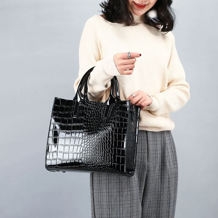 3-in-1 Women Handbag Simple Versatile Crocodile Pattern