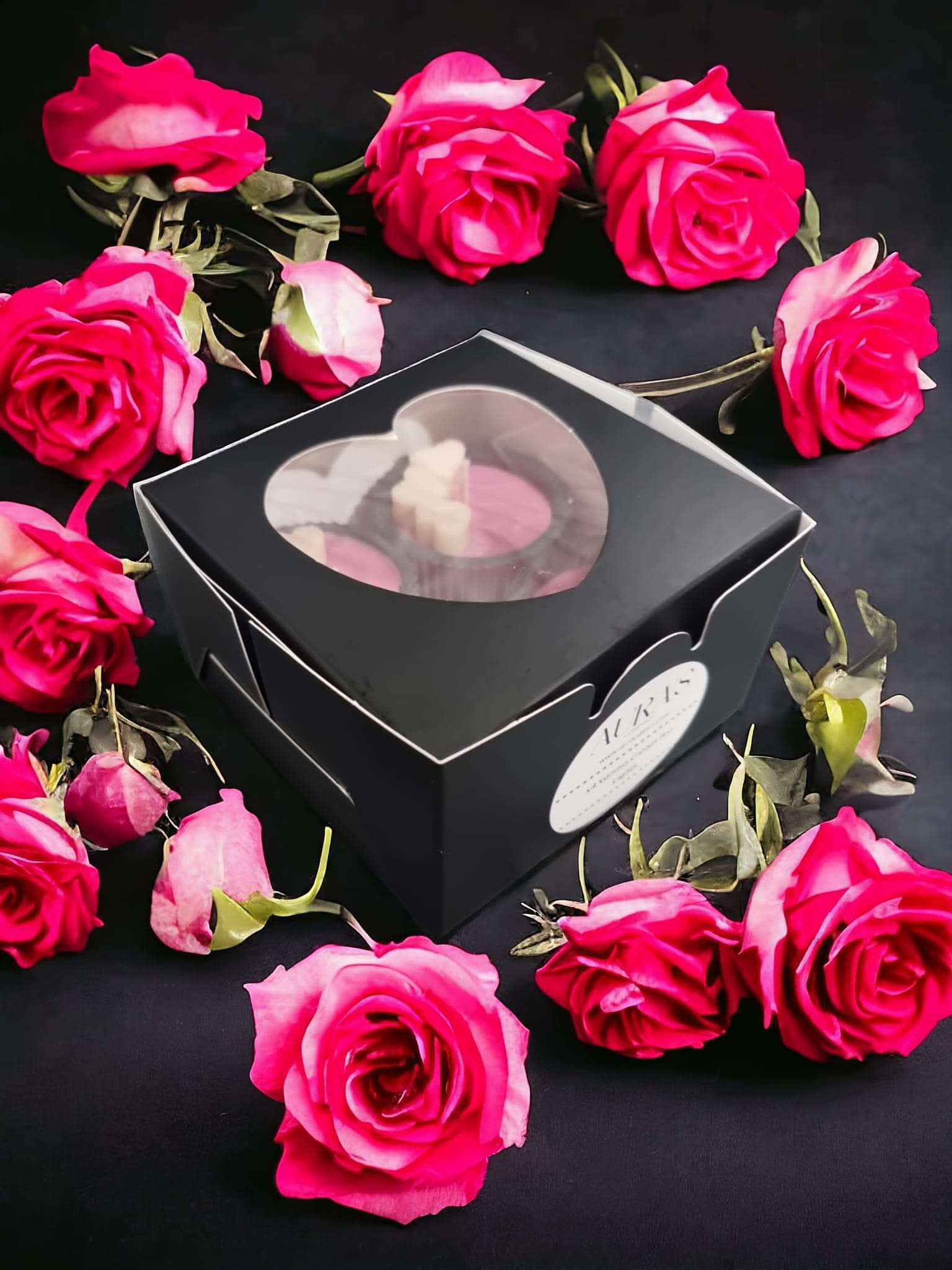 Valentine's Gift Set - Heart-Shaped Tealights in Vanilla Cream Scent,