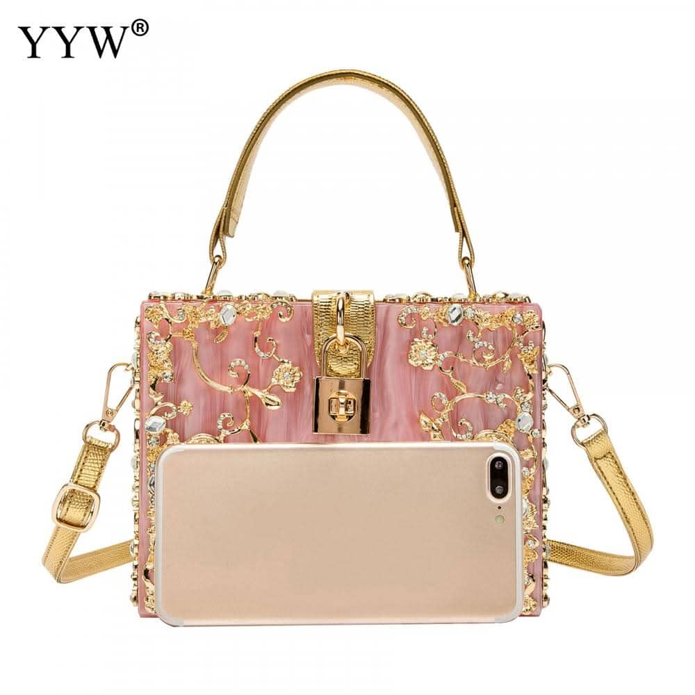 Acrylic Handbags Women 2022 Fashion Flower Shoulder Bags Evening Party Handbags Lavender Coco 