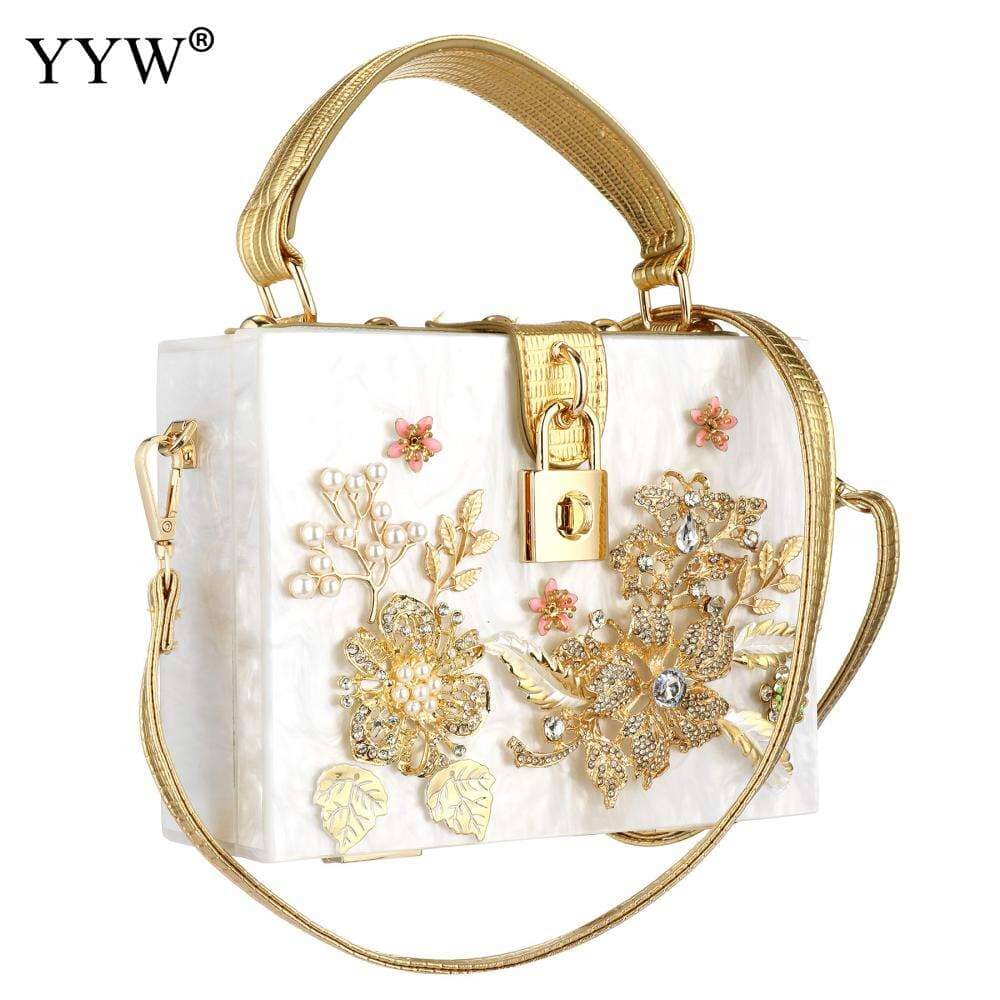 Acrylic Handbags Women 2022 Fashion Flower Shoulder Bags Evening Party Handbags Lavender Coco 