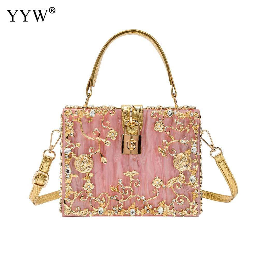 Acrylic Handbags Women 2022 Fashion Flower Shoulder Bags Evening Party Handbags Lavender Coco 