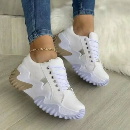 Breathable Vulcanized Women Shoes Casual Platform Sneakers Sneakers & Runners Coffee Jasper White 6.5 