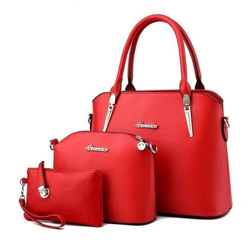 Casual Fashion Three-Piece Handbag For Women Handbags Maroon Asteria Red 