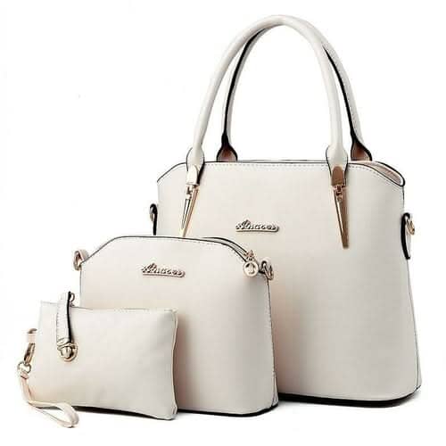 Casual Fashion Three-Piece Handbag For Women Handbags Maroon Asteria White 