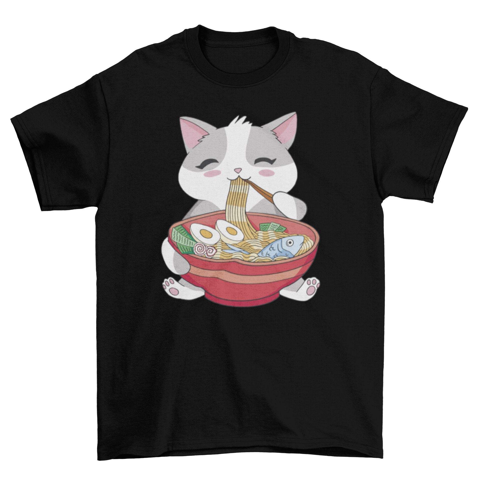 Cat animal eating ramen t-shirt T-shirts Turquoise Theseus 