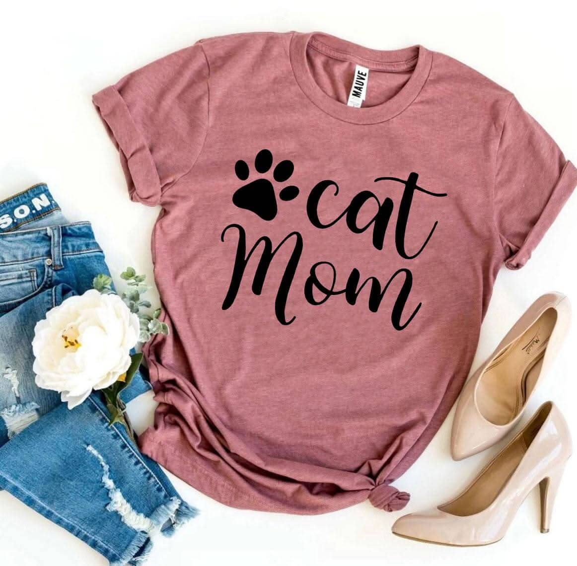 Cat Mom T-shirt T-shirts Agate 