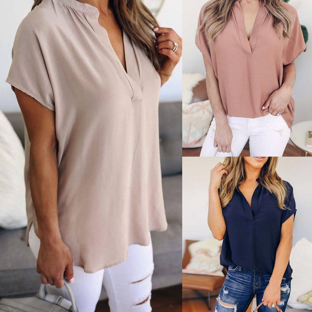 Chiffon Short Sleeve Casual, beautiful flowy Blouse eprolo 