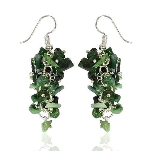 Natural Chip Emerald Crystal Stone Earrings for Girls and Women