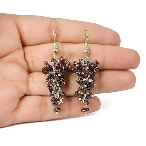 Garnet Natural Chip Beads Earrings for Women,Girls