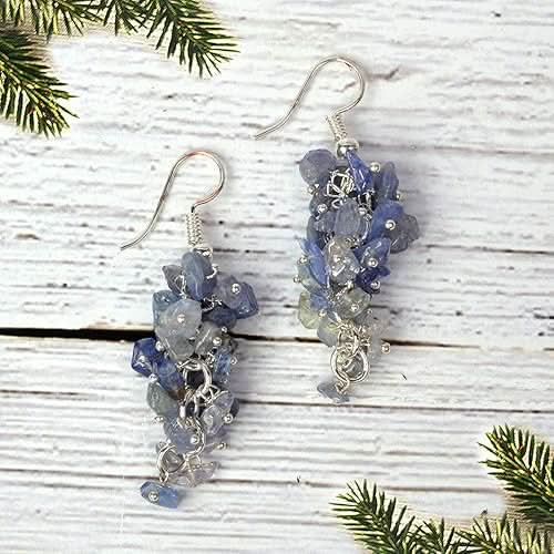 Tanzanite Natural Chip Beads Earrings for Women, Girls