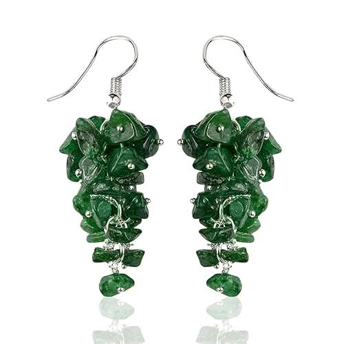 Natural Chip Green Aventurine Crystal Stone Earrings for Girls & Women