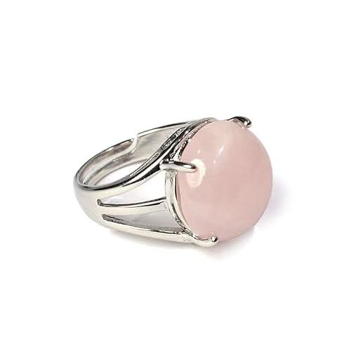 Rose Quartz Gemstone Adjustable Ring