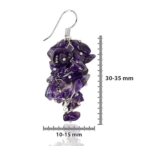 Amethyst Natural Chip Beads Earrings for Women, Girls (Color : Purple)