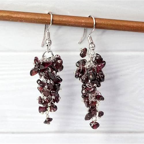 Garnet Natural Chip Beads Earrings for Women,Girls