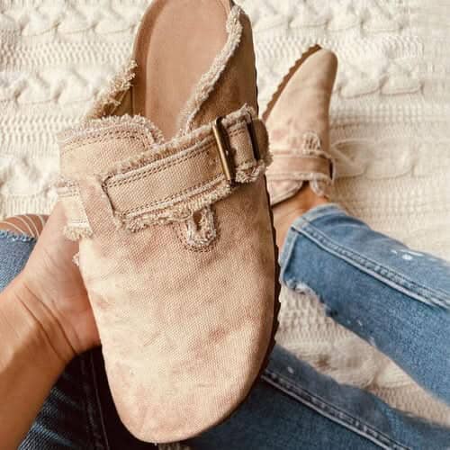 Flat Heel Round Toe Canvas Loafer Women's Vintage Clogs Footwear Coffee Jasper Beige 7.5 