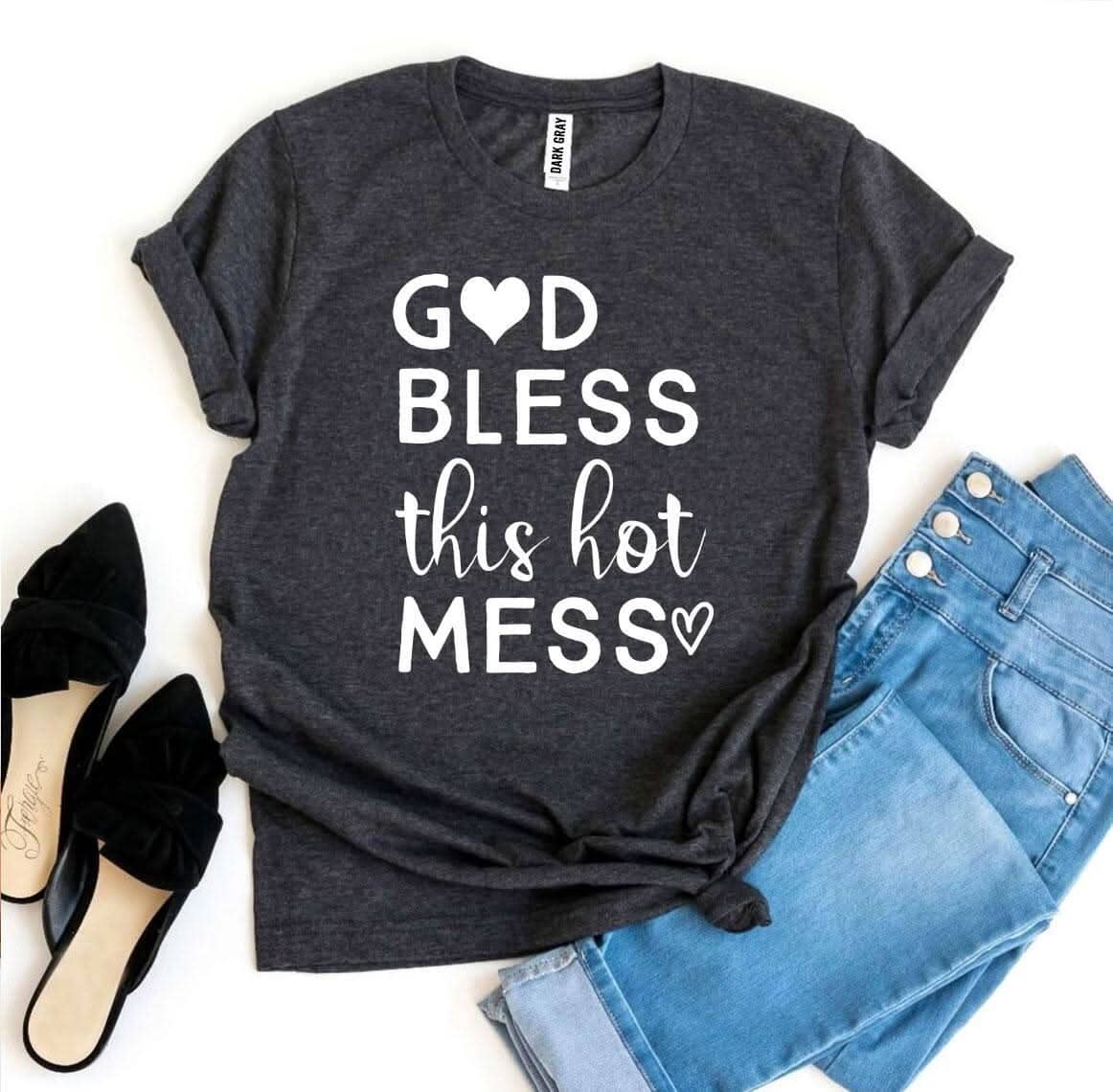 God Bless This Hot Mess T-shirt T-shirts Agate 