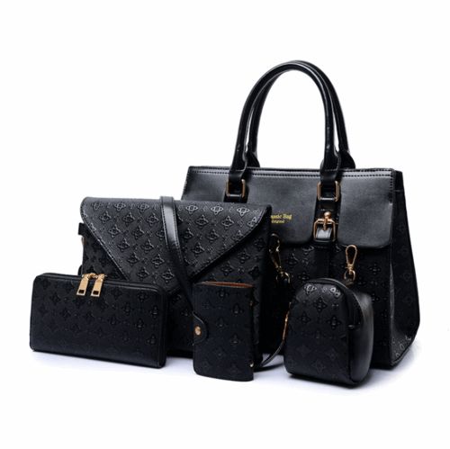 High Quality Luxury Leather Handbags Set For Women Handbags Maroon Asteria Black 