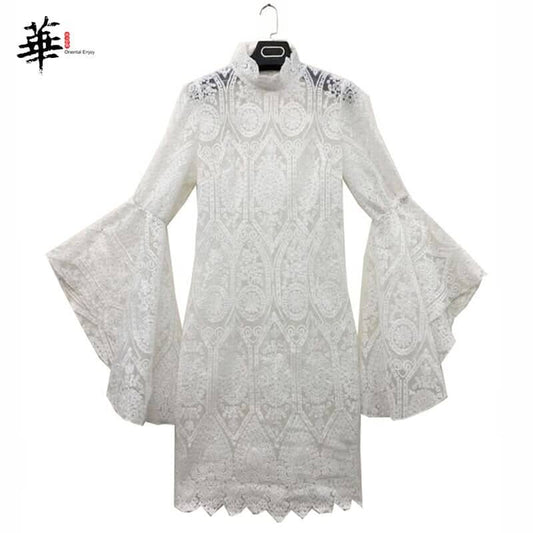 Lace White Dress Women Midi Dress for Women Long Sleeve Bodycon Sexy Dresses Lavender Coco 