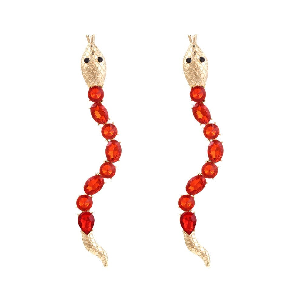 Long colored diamond snake shaped earrings, fashionable and light luxury style eprolo 