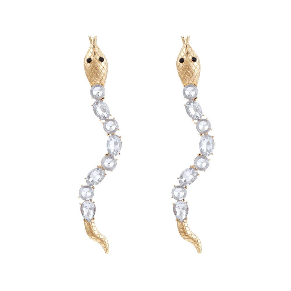 Long colored diamond snake shaped earrings, fashionable and light luxury style eprolo 