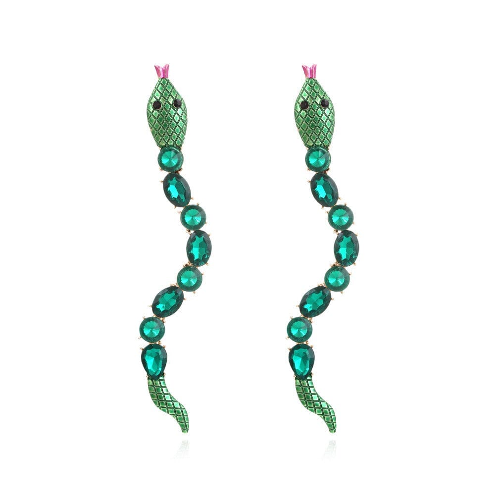 Long colored diamond snake shaped earrings, fashionable and light luxury style eprolo 