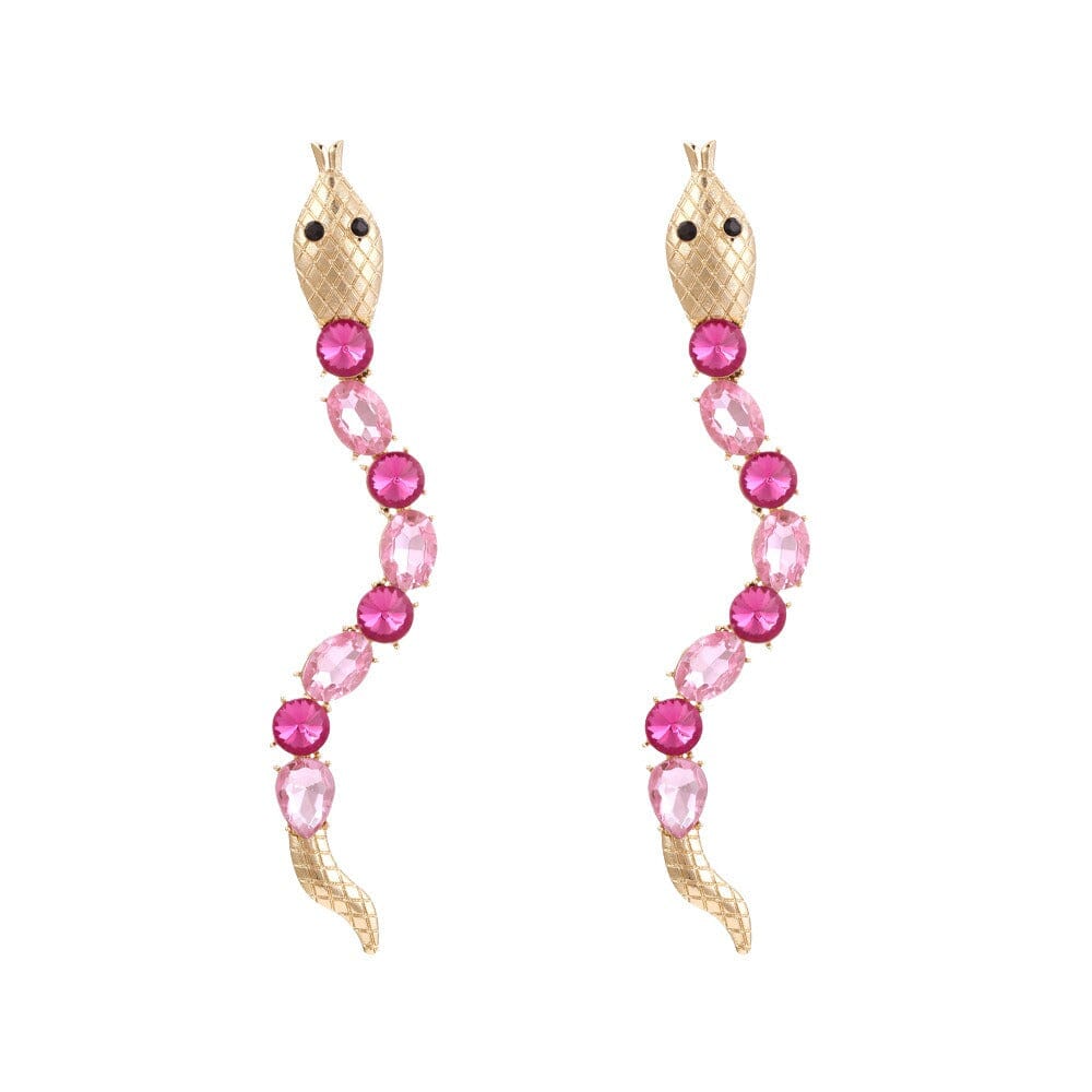 Long colored diamond snake shaped earrings, fashionable and light luxury style eprolo 