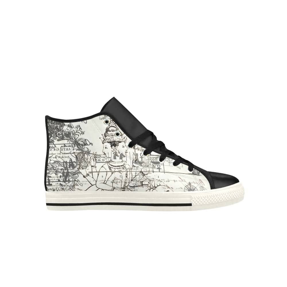 MAP AND SOME ILLUSTRATIONS High Top Action Leather Men's Shoes Women's Clothing Lilac Angel 