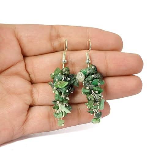 Natural Chip Emerald Crystal Stone Earrings for Girls and Women Earrings Amethyst Hector 