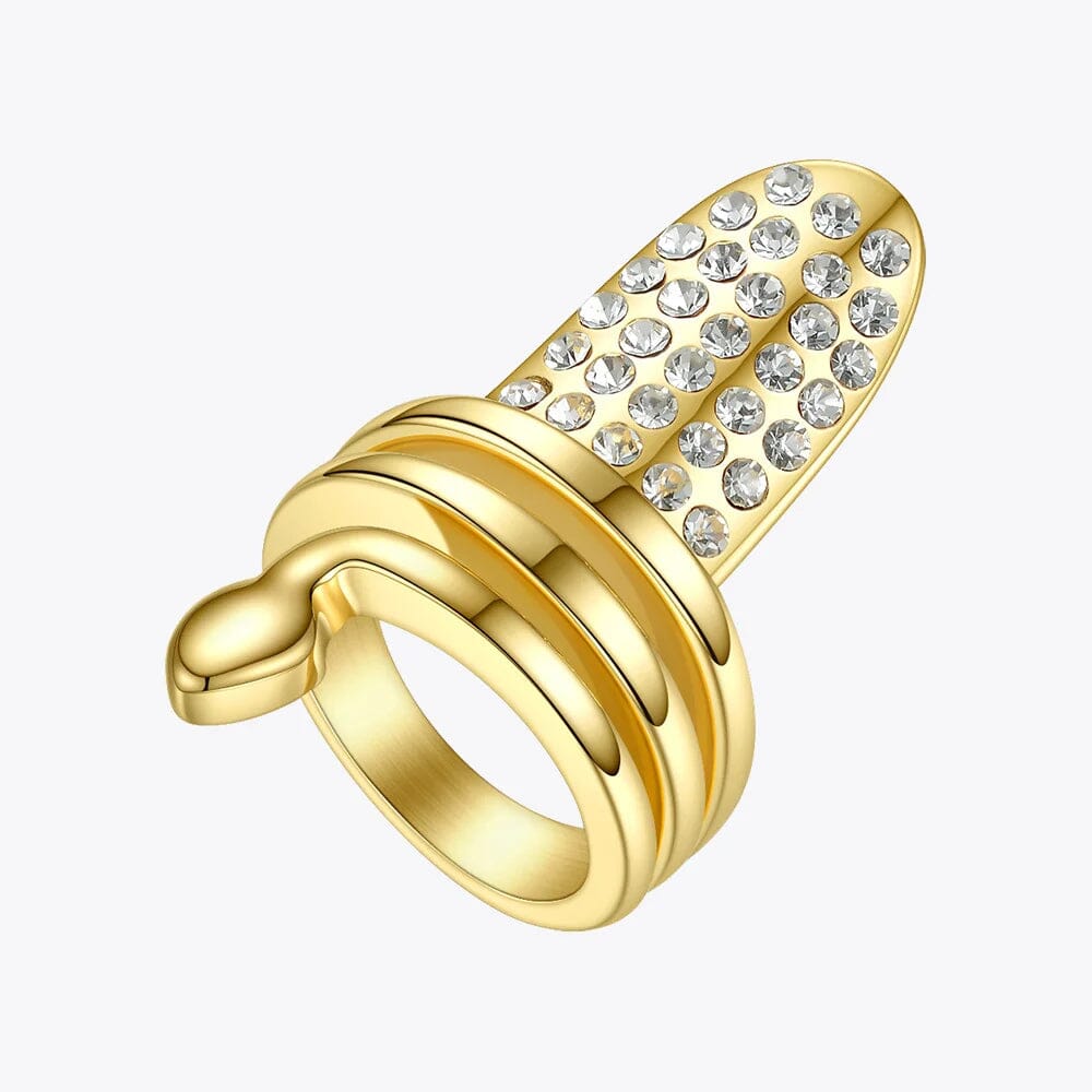 Punk Snake Rhinestone Nail Ring Stainless Steel Curve Finger Rings For Women eprolo 3 Yellow gold color 