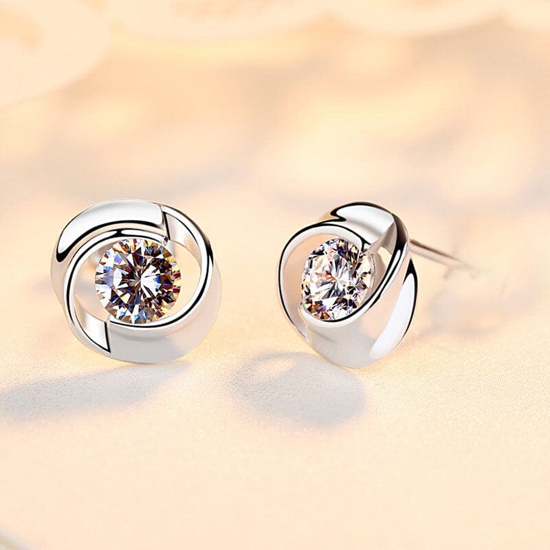 S925 pure silver rose earrings with petal Korean minimalist eprolo 