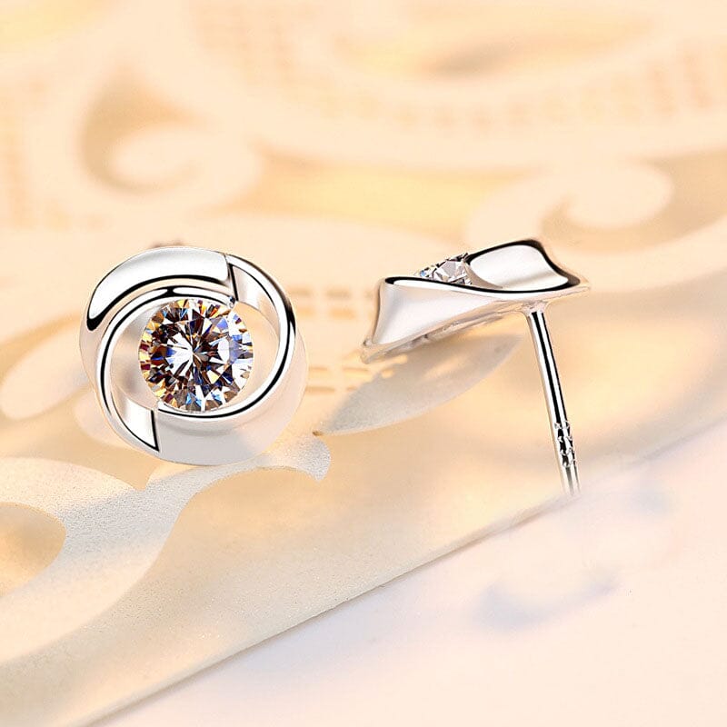 S925 pure silver rose earrings with petal Korean minimalist eprolo 