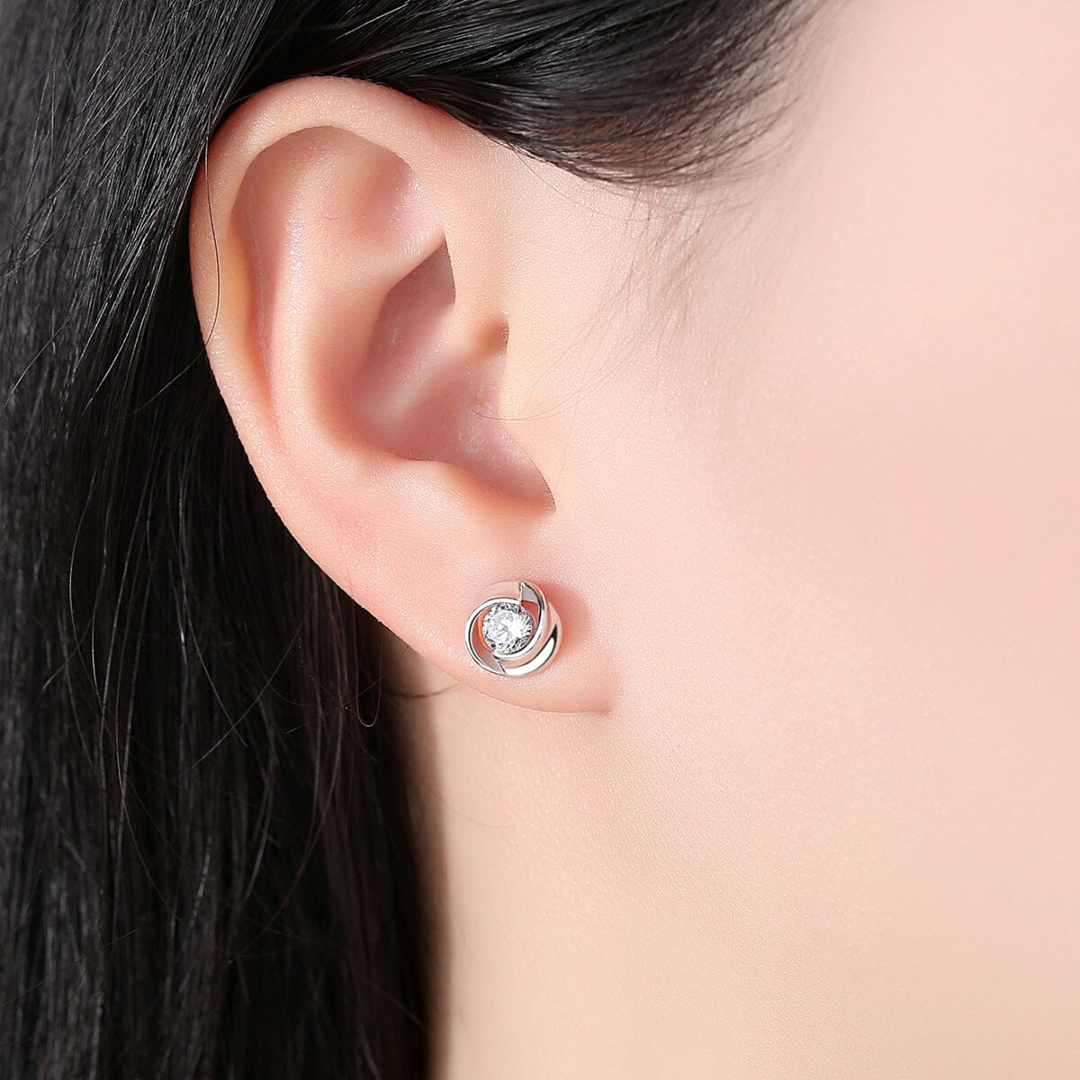 S925 pure silver rose earrings with petal Korean minimalist eprolo 