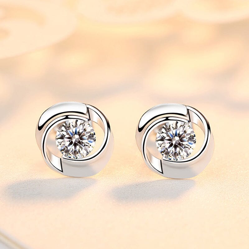 S925 pure silver rose earrings with petal Korean minimalist eprolo E03 (with plastic earplugs) 925 silver 