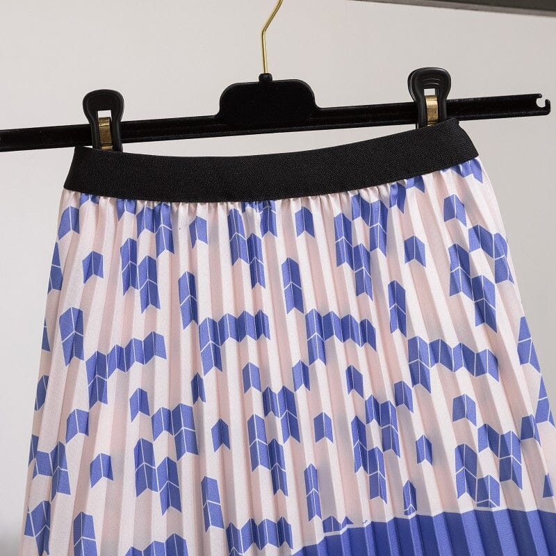 Skirts Women's Elastic Waist Pleated Skirts Printed Mid-Length Skirts Pleated Large Swing A-line Skirts eprolo 